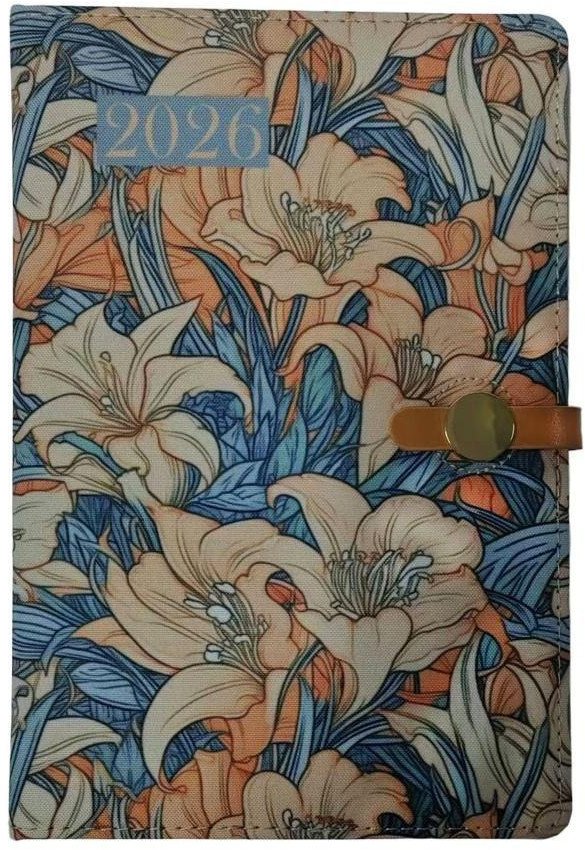 Terminarz 2026 dzienny A5 klips kwiaty