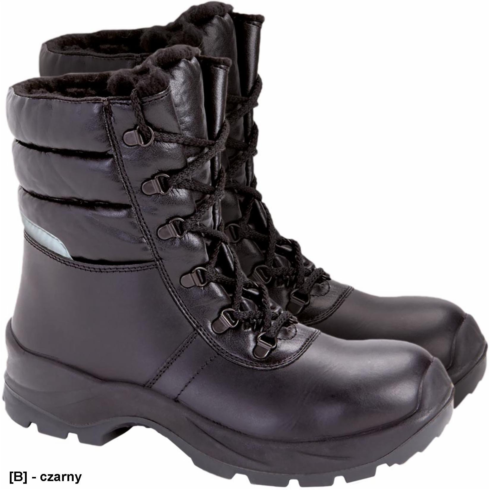 BD9024 S2 CI SRC - Buty męskie trzewiki bezpieczne z wodoodpornej skóry ocieplane futerkiem podnosek izolacja spodu od zimna odblaski podeszwa antypoś