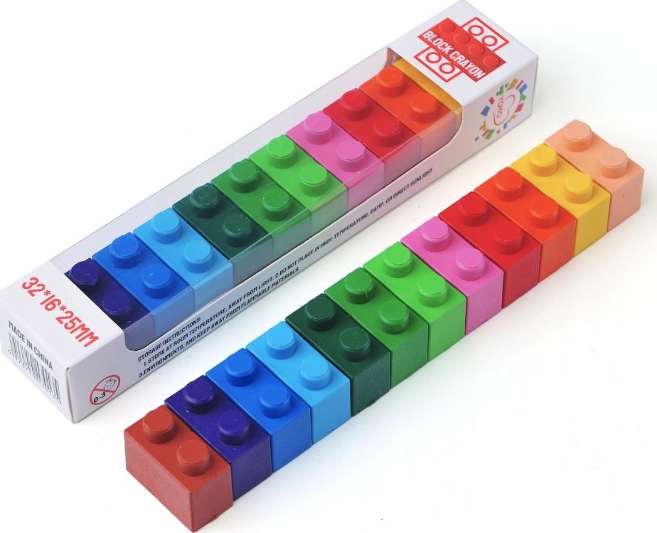 Pierwsze kredki dla malucha dzieci zestaw 12 kolorów klocki do układania