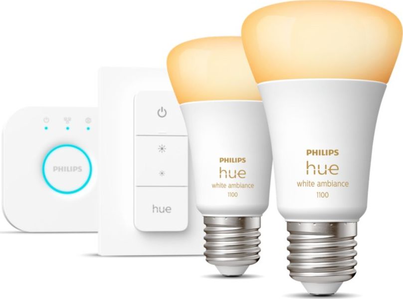 Philips Hue Zestaw startowy mostek + 2 x żarówka E27 8W WA + przełącznik (929002468406)