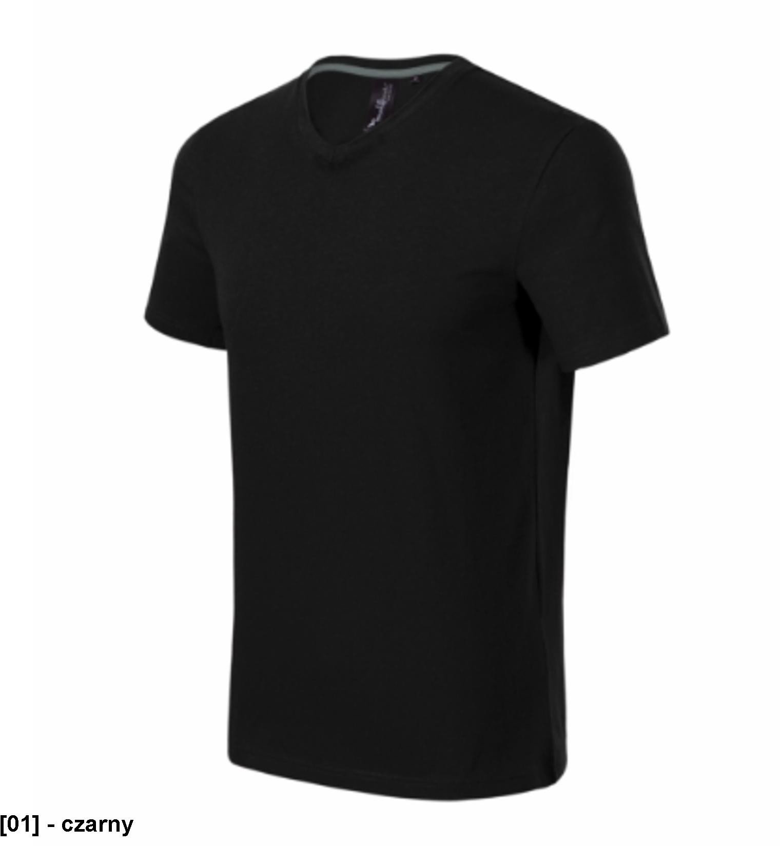Action V-neck - ADLER - Action V-neck - Koszulka męska, 180 g/m2, 95 % bawełna, 5 % elastan - czarny S