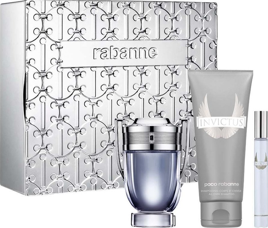 Paco Rabanne Paco Rabanne Invictus Eau de Toilette 100ml. + Eau de Toilette 10ml. + All Over Shampoo 100ml. ZESTAW