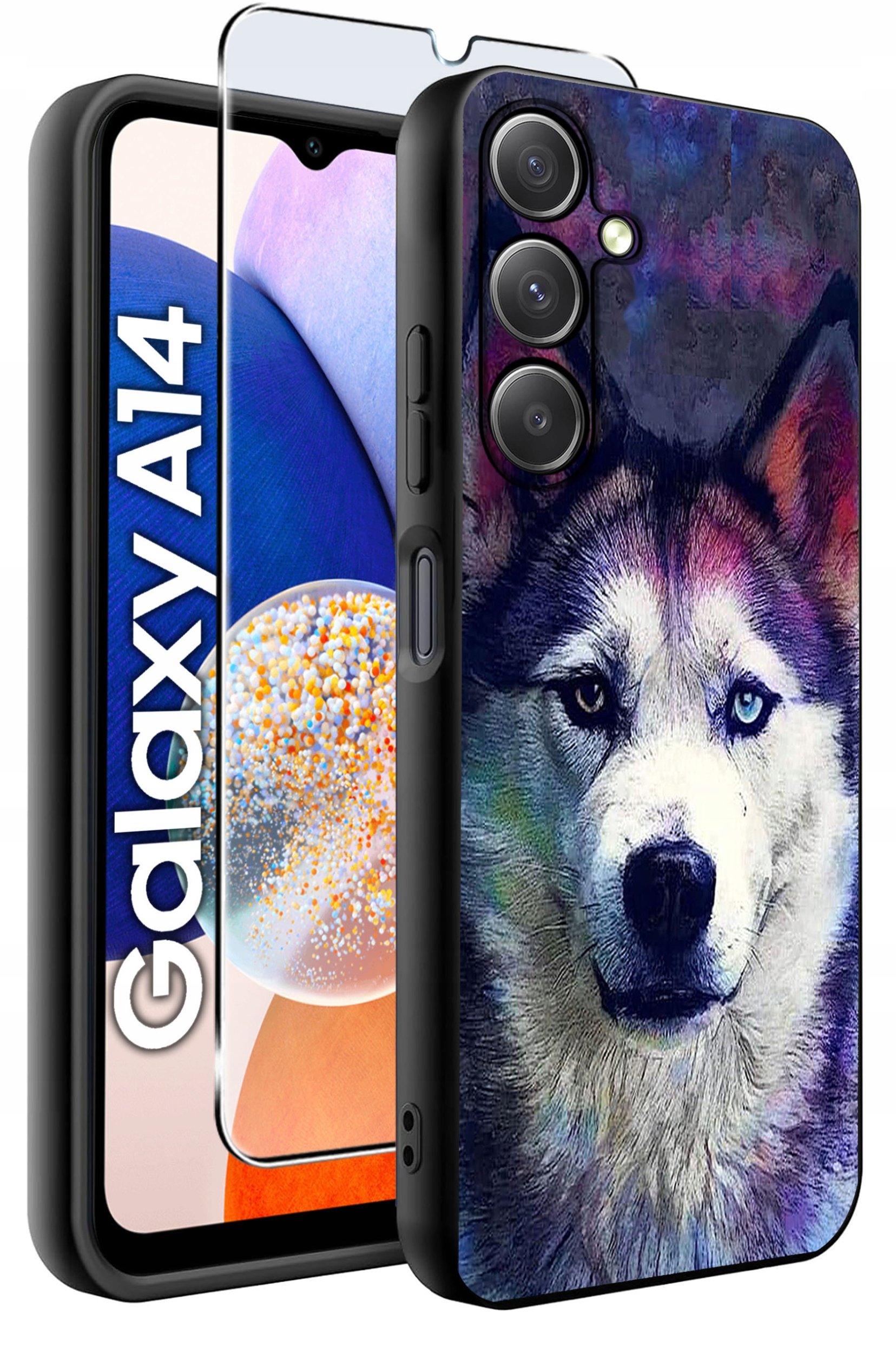 ETUI do Samsung A14 5G WZORY | SILIKONOWE MATT CASE + SZKŁO HARTOWANE 9H