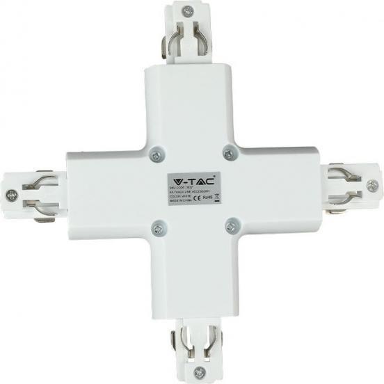 V-TAC Łącznik Szynoprzewodu X Krzyżowy Track Light 3 fazowy Biały V-TAC