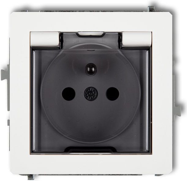 Karlik Gniazdo bryzgoszczelne z/u klapka dymna biały (DGPB-1zd)