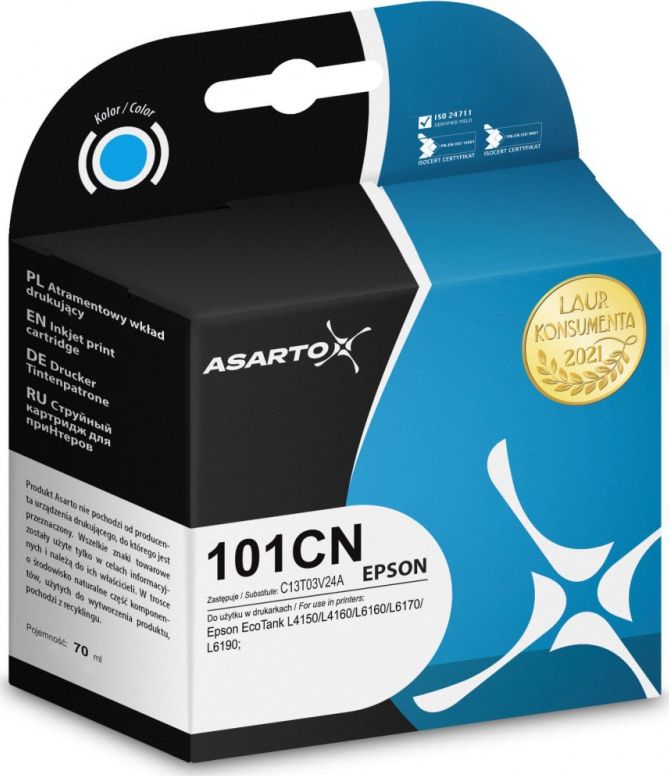 Tusz Asarto Tusz Asarto do Epson 101CN | C13T03V24A | 70 ml | cyan