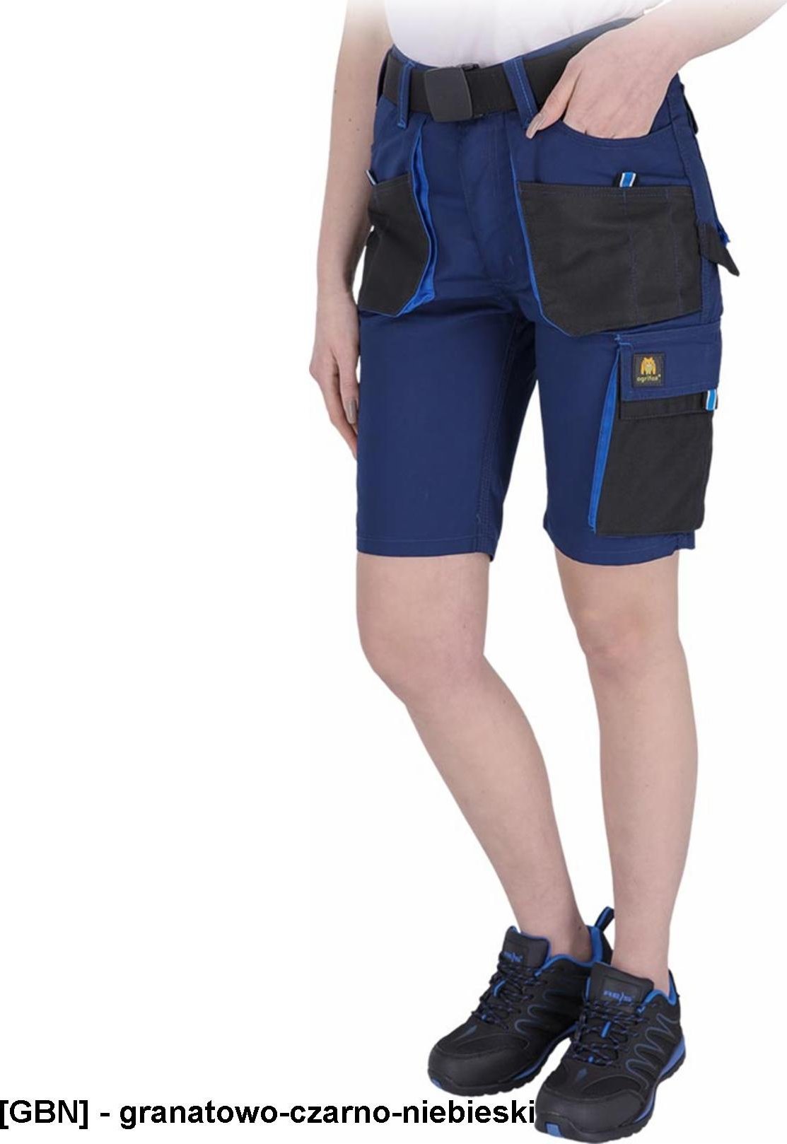 R.E.I.S. OX-FIO-TS - Spodnie ochronne do pasa FIO z krótkimi nogawkami, damskie - granatowo-czarno-niebieski S