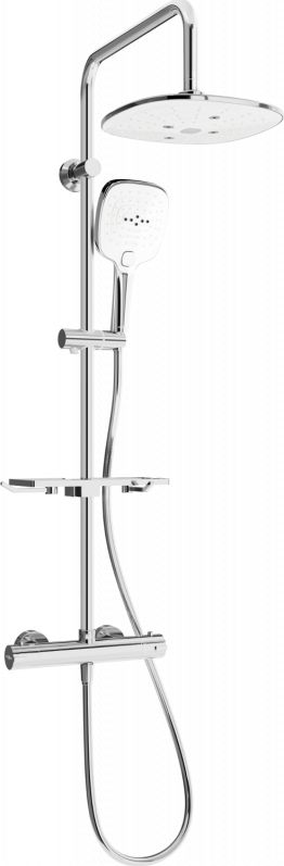 Zestaw prysznicowy Mexen Mexen KT17 zestaw prysznicowy natynkowy z deszczownicą i baterią termostatyczną, chrom/biały - 771501793-02