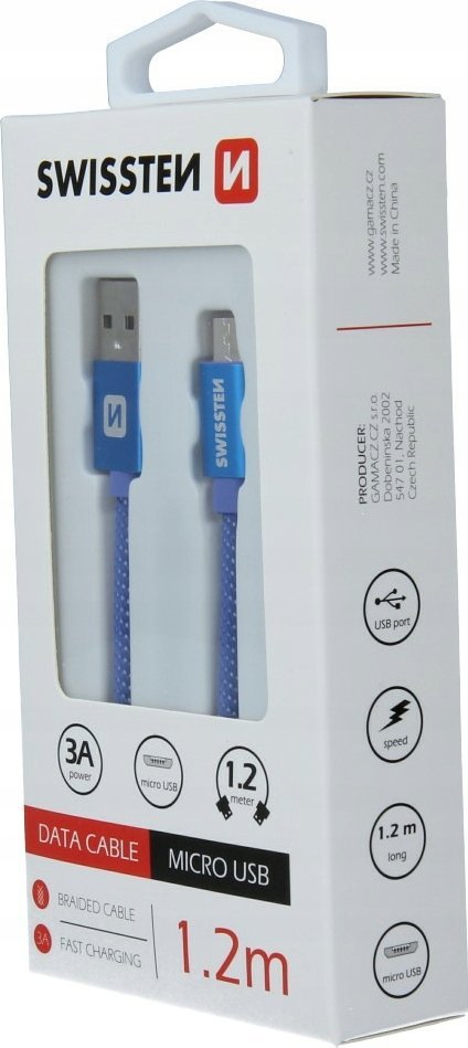 Kabel USB Swissten Swissten 71522208 kabel USB 1,2 m USB 2.0 USB A Micro-USB B Niebieski