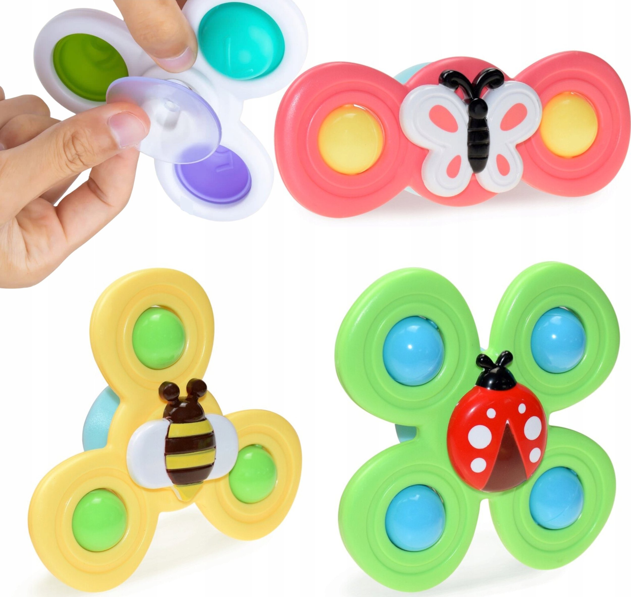 3 przyssawki sensoryczne grzechotka spinner ME-042