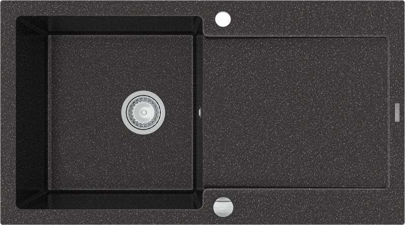 Zlewozmywak Mexen Leo granitowy 1-komorowy z ociekaczem 900 x 500 mm, czarny nakrapiany - 6501901010-76