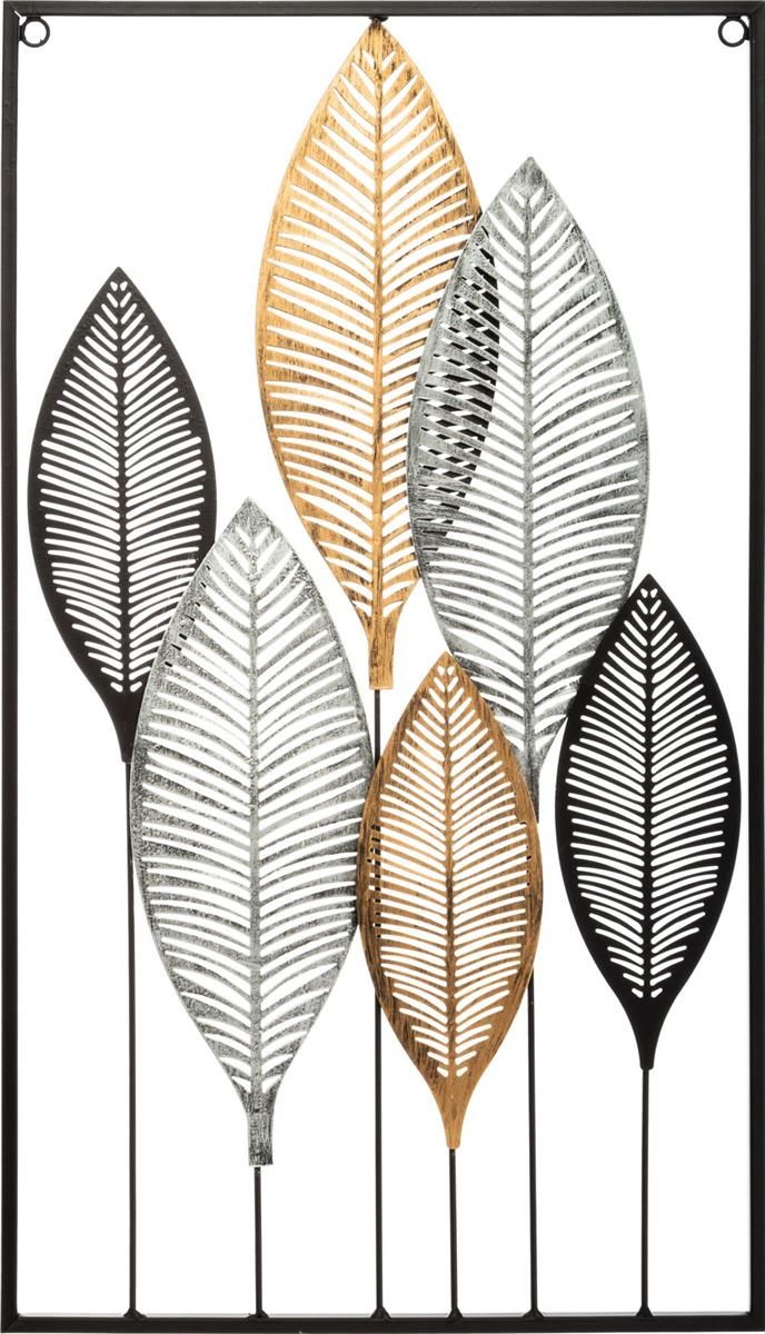 Atmosphera Metalowa ozdoba ścienna liście 37x65 cm