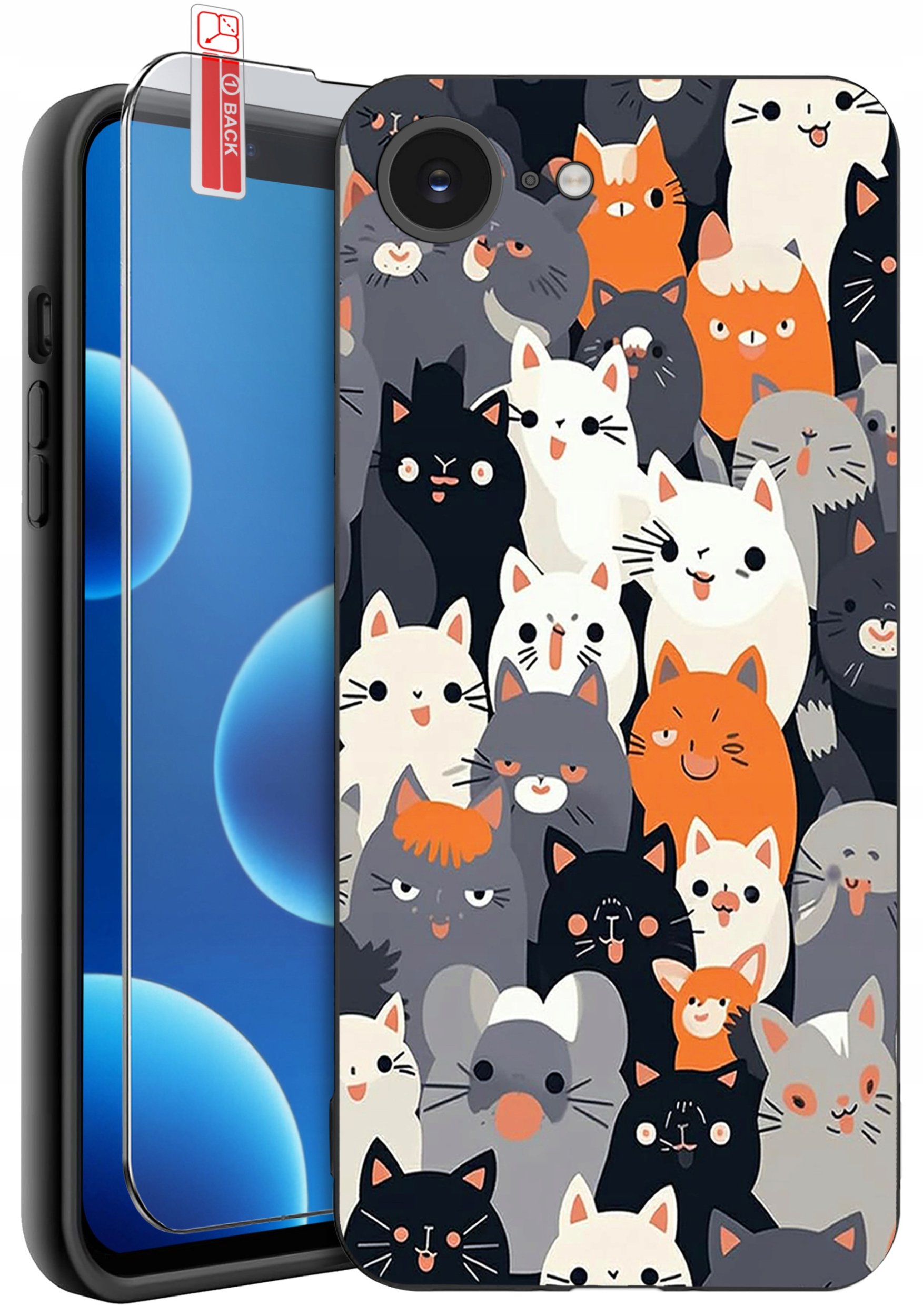 ETUI do iPhone 16e | WZORY | SILIKONOWE MATT CASE + SZKŁO 9H