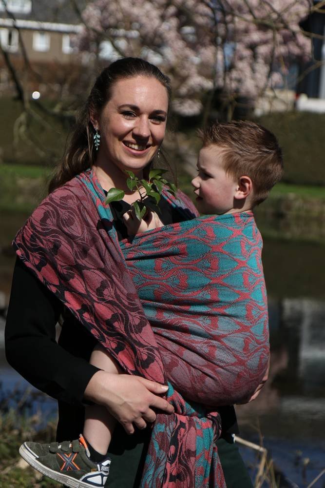 Yaro Slings Chusta tkana Yaro Sling - La Fleur Duo Black Turkis Corail Meta 5 (4.2 m.)