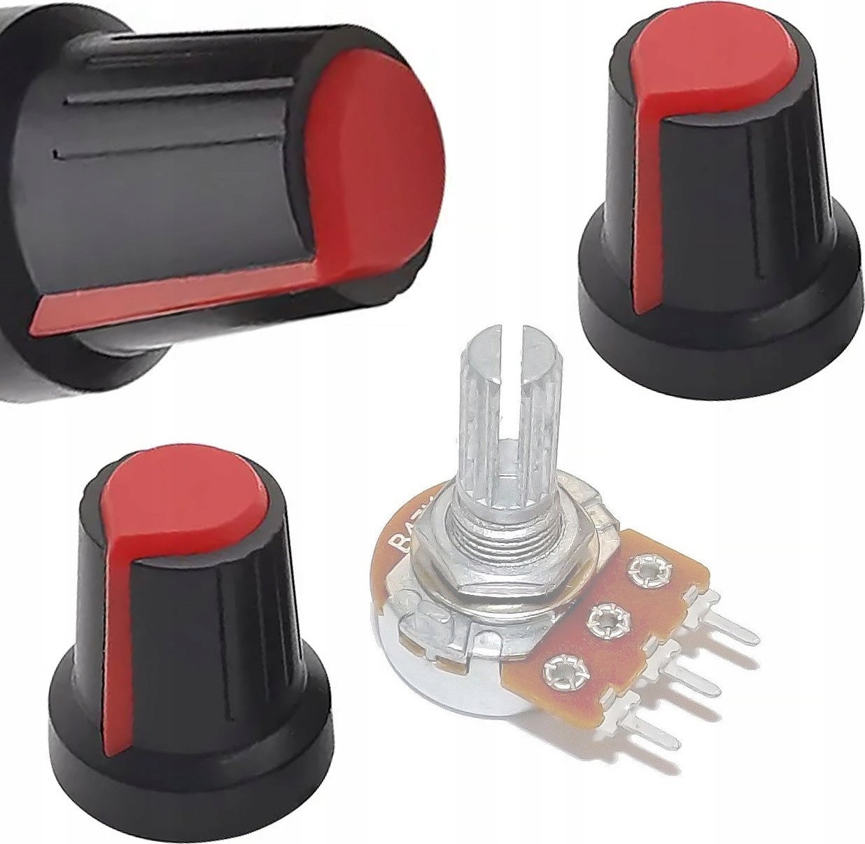 Rosfix ROSFIX 2X GAŁKA POTENCJOMETRU OŚ 6MM CZERWONA 15X17MM ERGONOMICZNA JAKOŚĆ