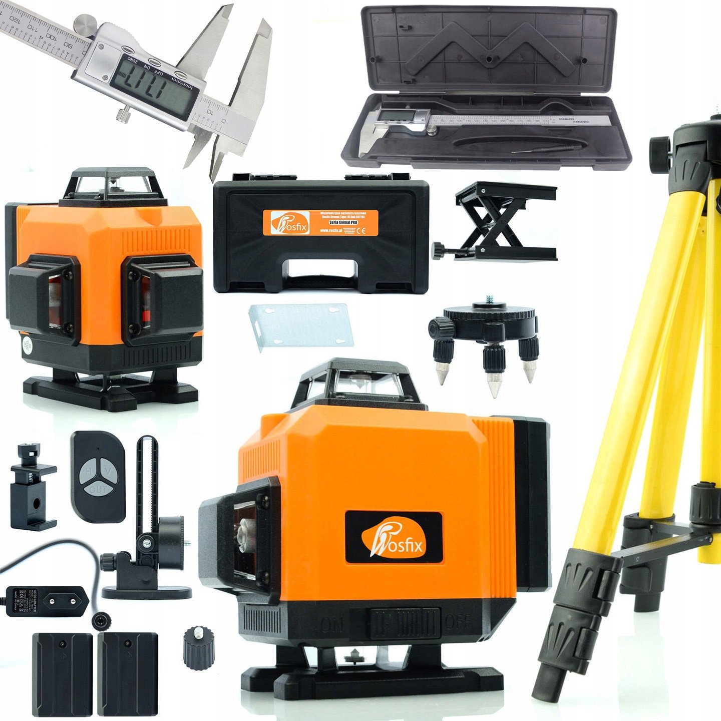 Rosfix LASER KRZYŻOWY POZIOMICA 360 16L +STATYW SUWMIARKA