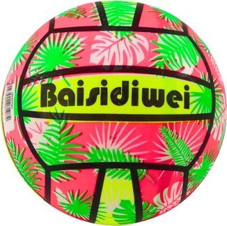 LeanToys Piłka Gumowa Jaskrawa Liście Różowo Zielona 24 Cm LEAN TOYS