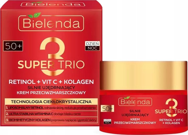 Bielenda Super Trio 50+ Silnie ujędrniający krem przeciwzmarszczkowy na dzień i noc 50ml
