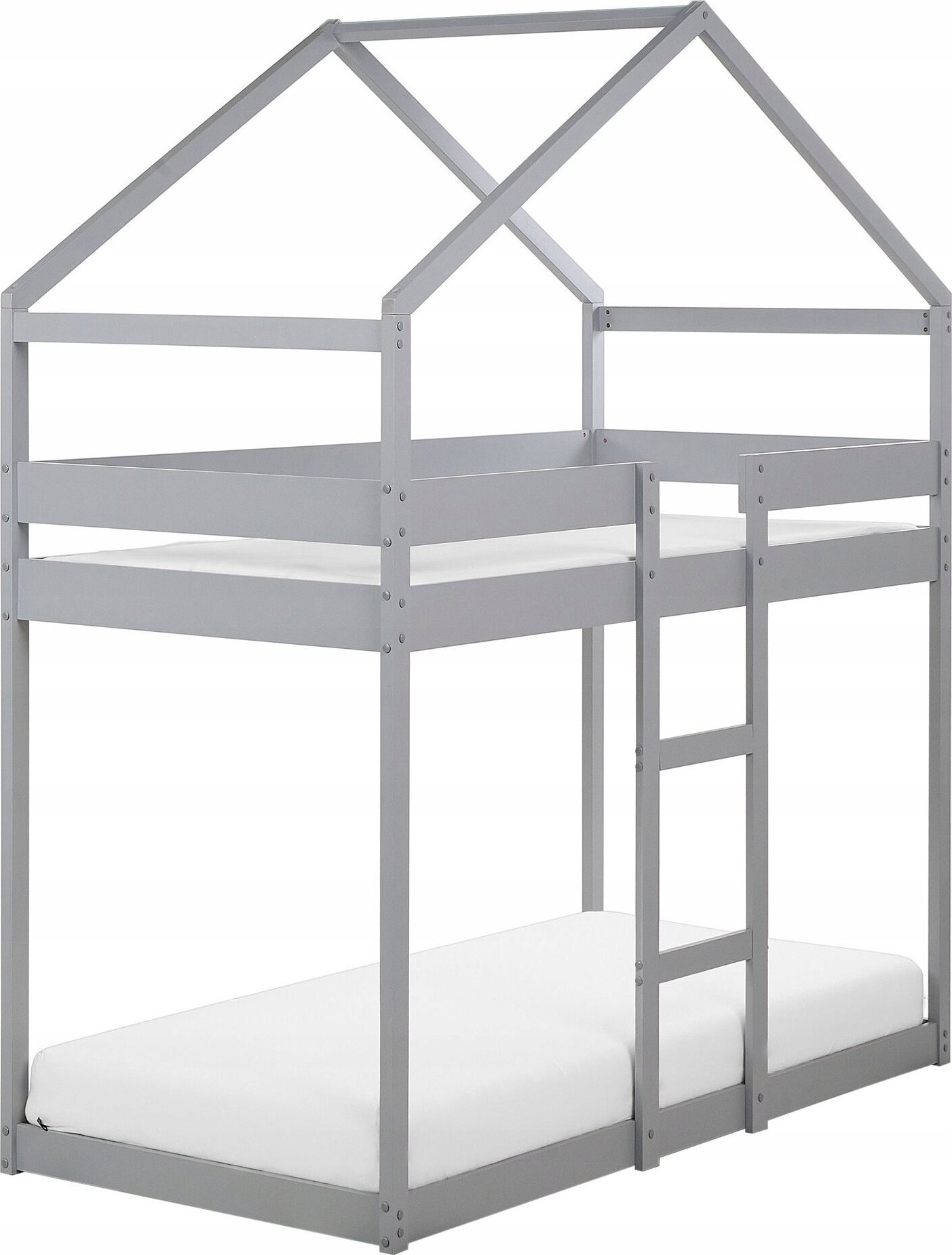 Beliani Łóżko piętrowe dziecięce domek drewniane 90 x 200 cm szare LABATUT