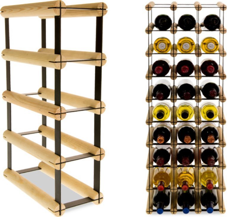 Wamar-Sosenka Regał na wino Stojak na 4 Butelki Szklane/ PET RW-8/ 1x4 Surowy Naturalny Metal + Drewno RW-8-1X4-4