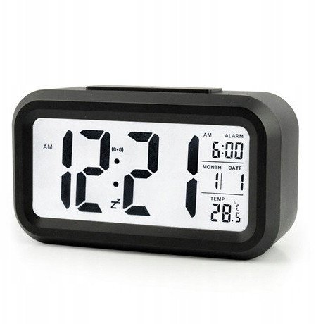 BUDZIK ELEKTRONICZNY Z PODŚWIETLENIEM AC095 CZARNY