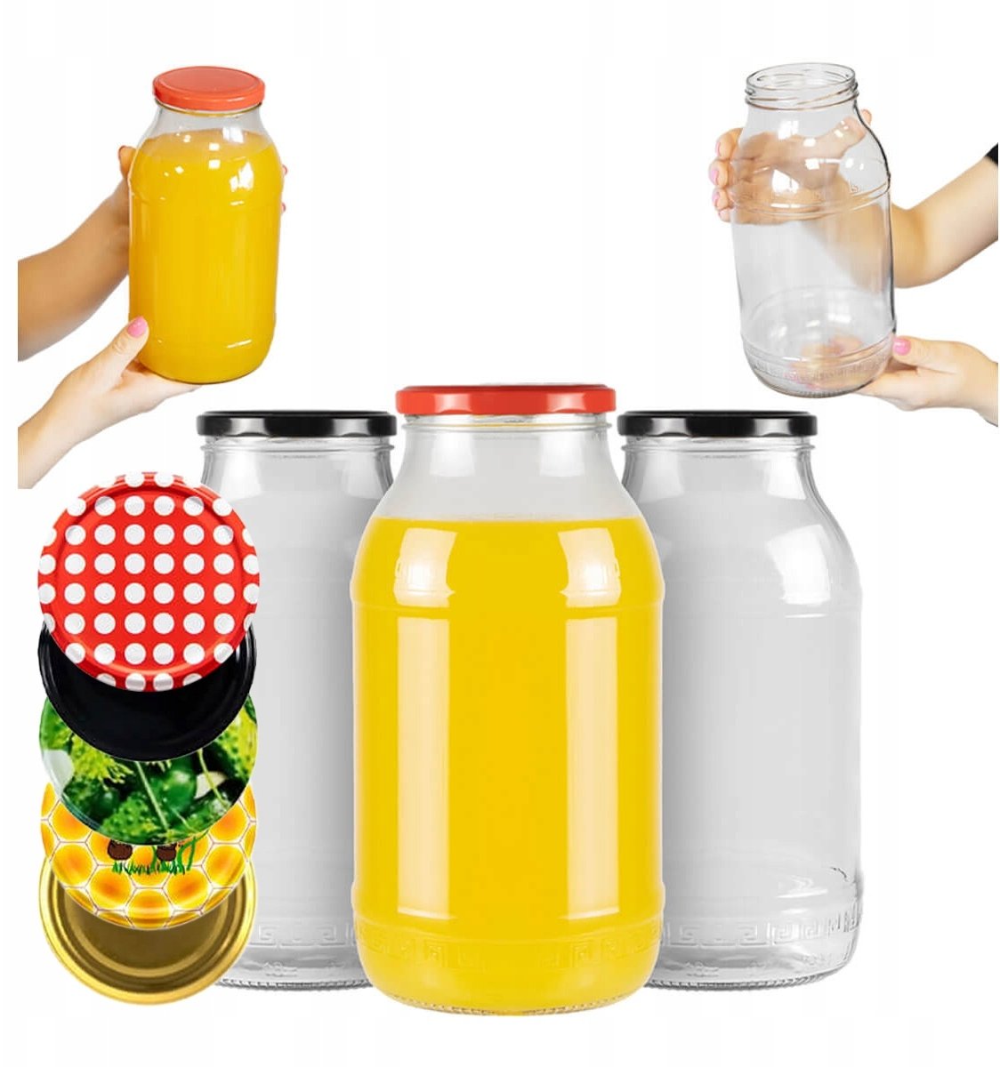 6X SŁOIK SZKLANY 2L SŁÓJ NA PRZETWORY NALEWKI MIÓD
