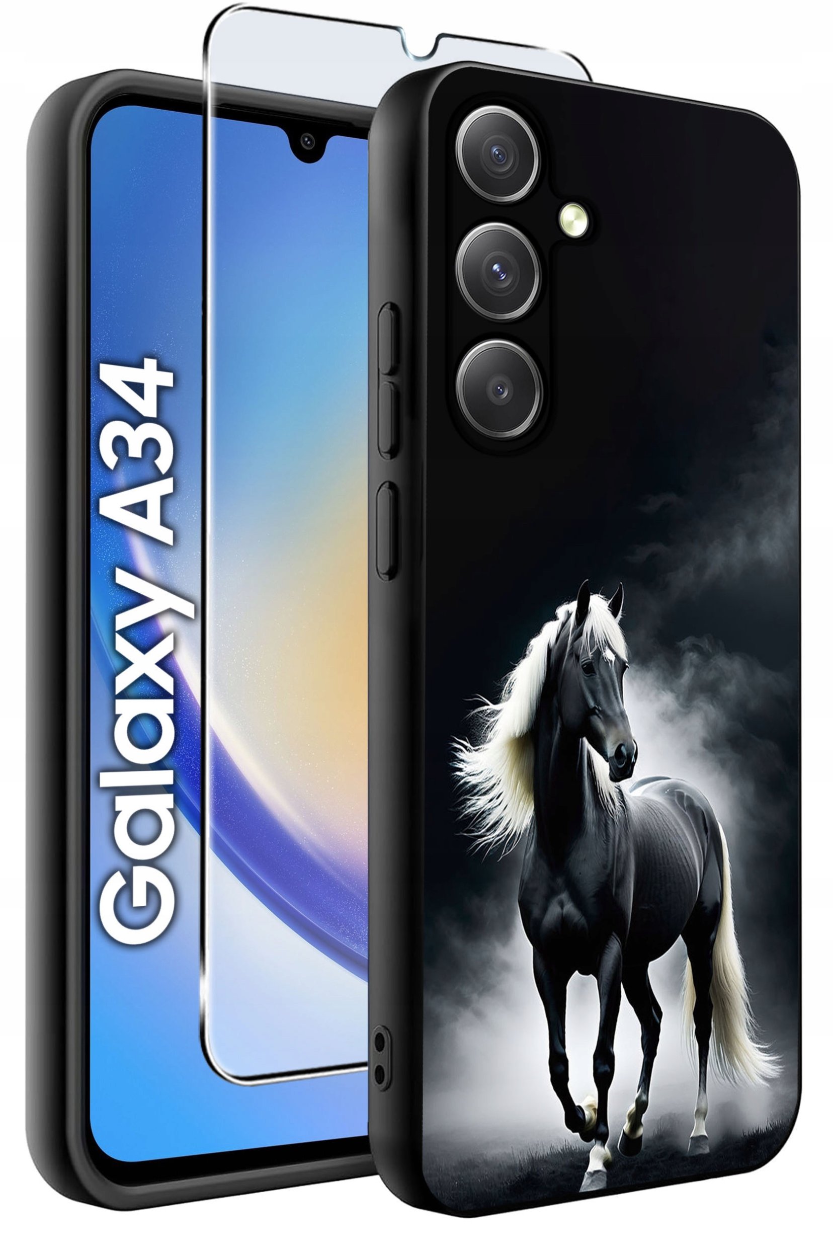 ETUI do Samsung A34 5G WZORY | SILIKONOWE MATT CASE + SZKŁO 9H