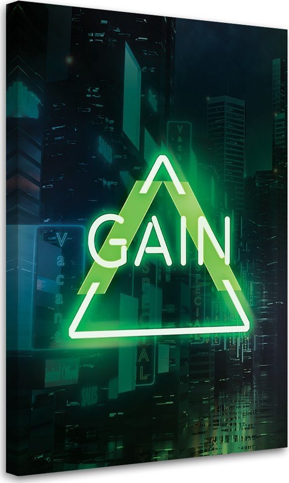 Feeby Obraz na płótnie, Zielony napis GAIN dla gracza - 80x120