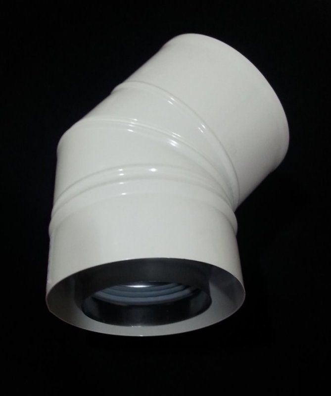 Krzys-Pol Kolano 45 stopni DN80/125 białe powietrzno-spalinowe kondensacyjne do kotłów kondensacyjnych / turbo (SKKMK4580125)