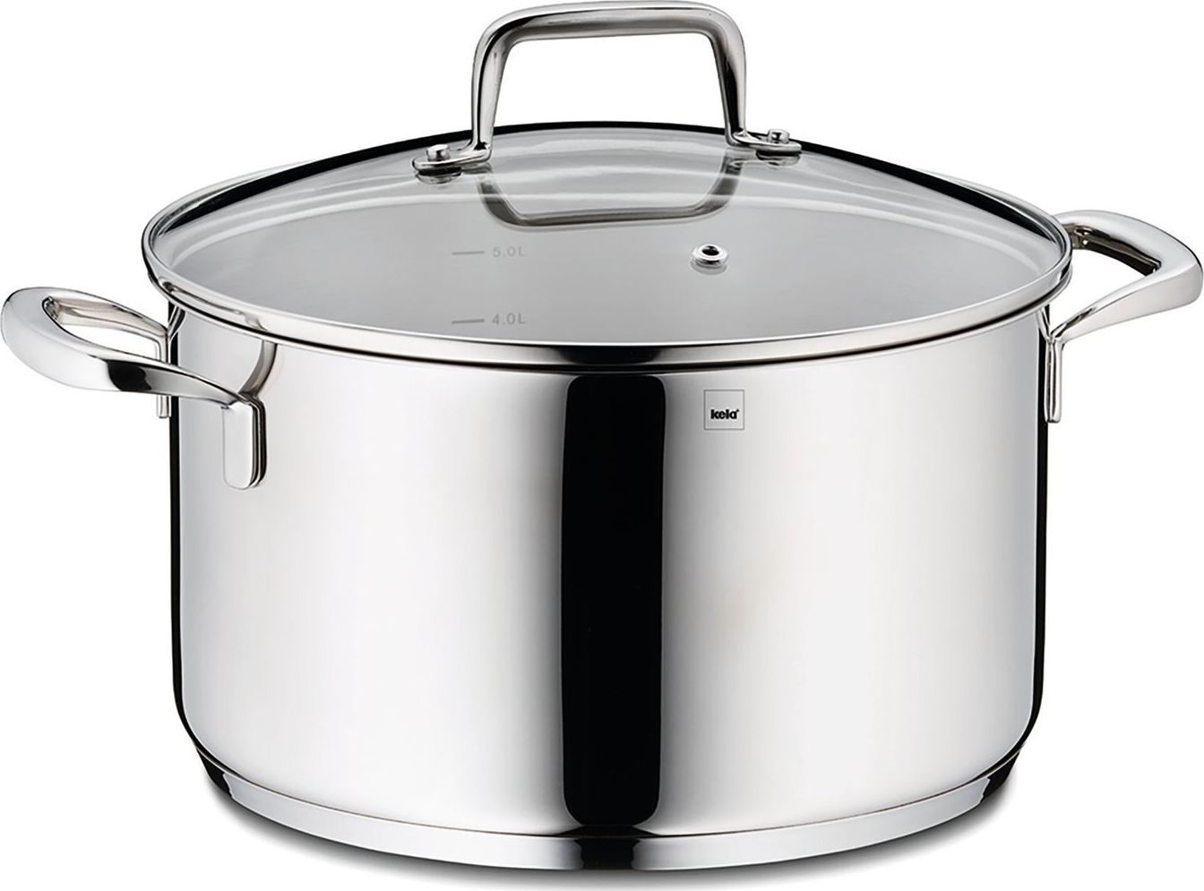 Kela Garnek z pokrywką Kela, stal nierdzewna/szkło, 5,5 l, śred. 24 x 14 cm