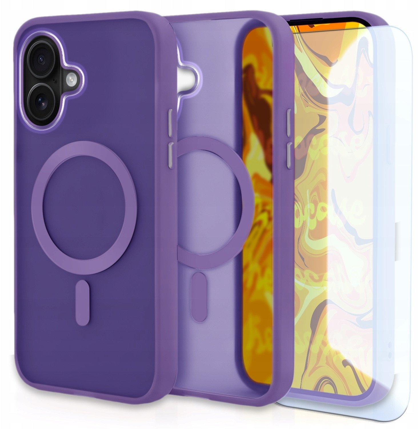 Hello Case Etui Do Magsafe do Apple iPhone 17 (Fioletowy, Pancerne, Matowy) Szkło 9H