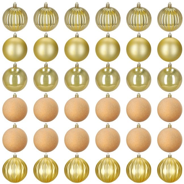 Bombki choinkowe 36 szt. zestaw dekoracje świąteczne ozdoby nietłukące złote UNIWERSALNY