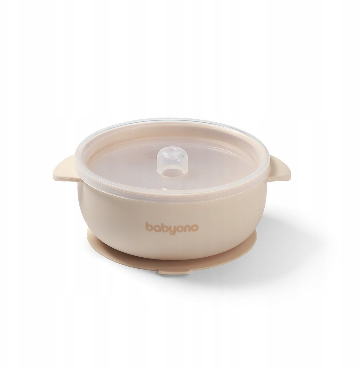 BABY ONO 1662/03 SILIKONOWA MISECZKA Z PZRYSSAWKĄ I PRZYKRYWKĄ BEZOWY