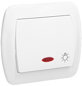 Kontakt-Simon Przycisk światło AKORD z podświetleniem IP20 biały - AS1L/11