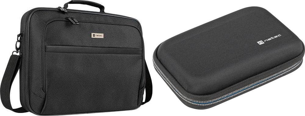 Torba Natec Torba Natec BOXER LITE do laptopów 15,6" Czarna (NTO-2054) + Etui na dysk twardy Krill 2 Czarne (NET-2053)