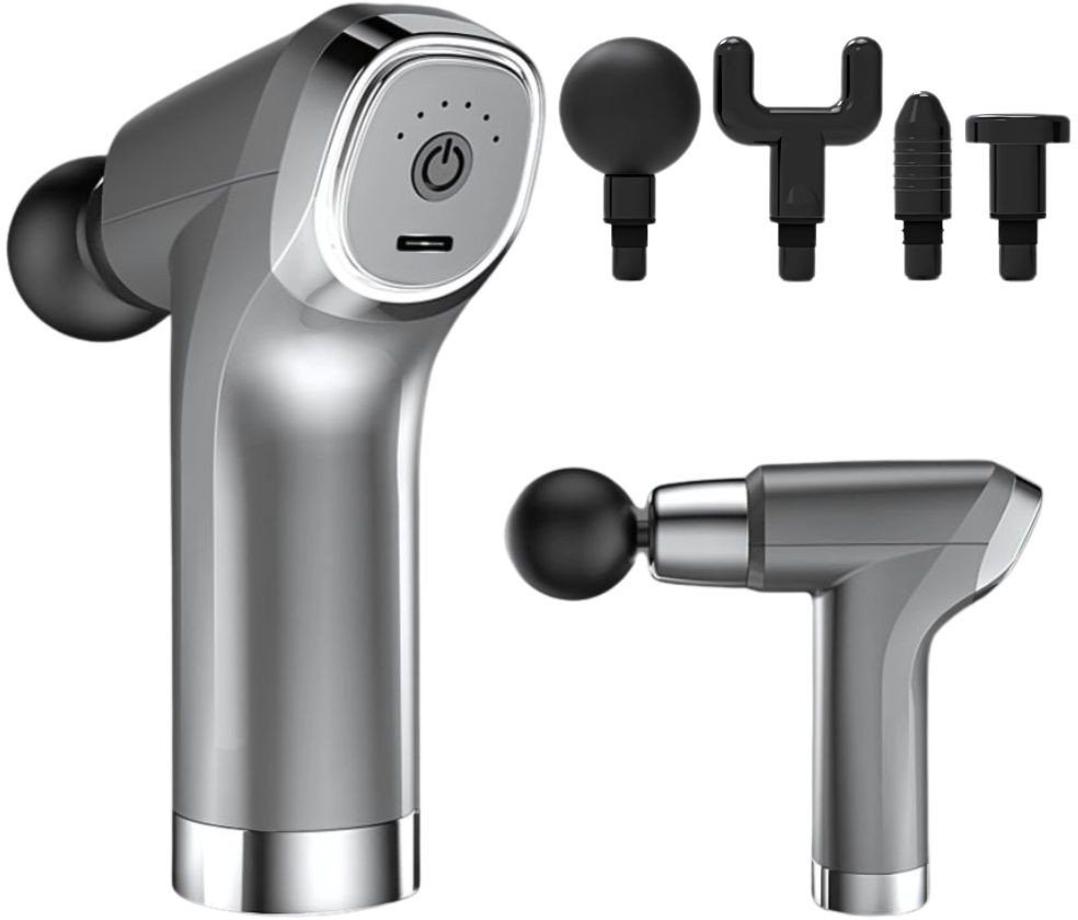 Pistolet do masażu masażer do pleców ciała mocny 4 końcówki massage gun