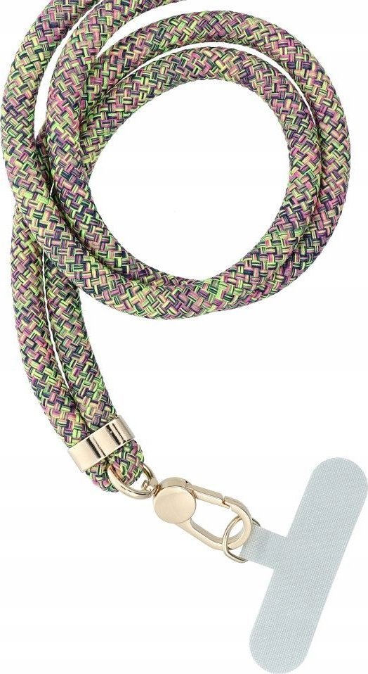 OEM Zawieszka SWING (8mm) do telefonu z regulacją długości / długość sznura 165cm (max 82,5cm w pętli) / na ramię lub szyję - szaro zielono różowy
