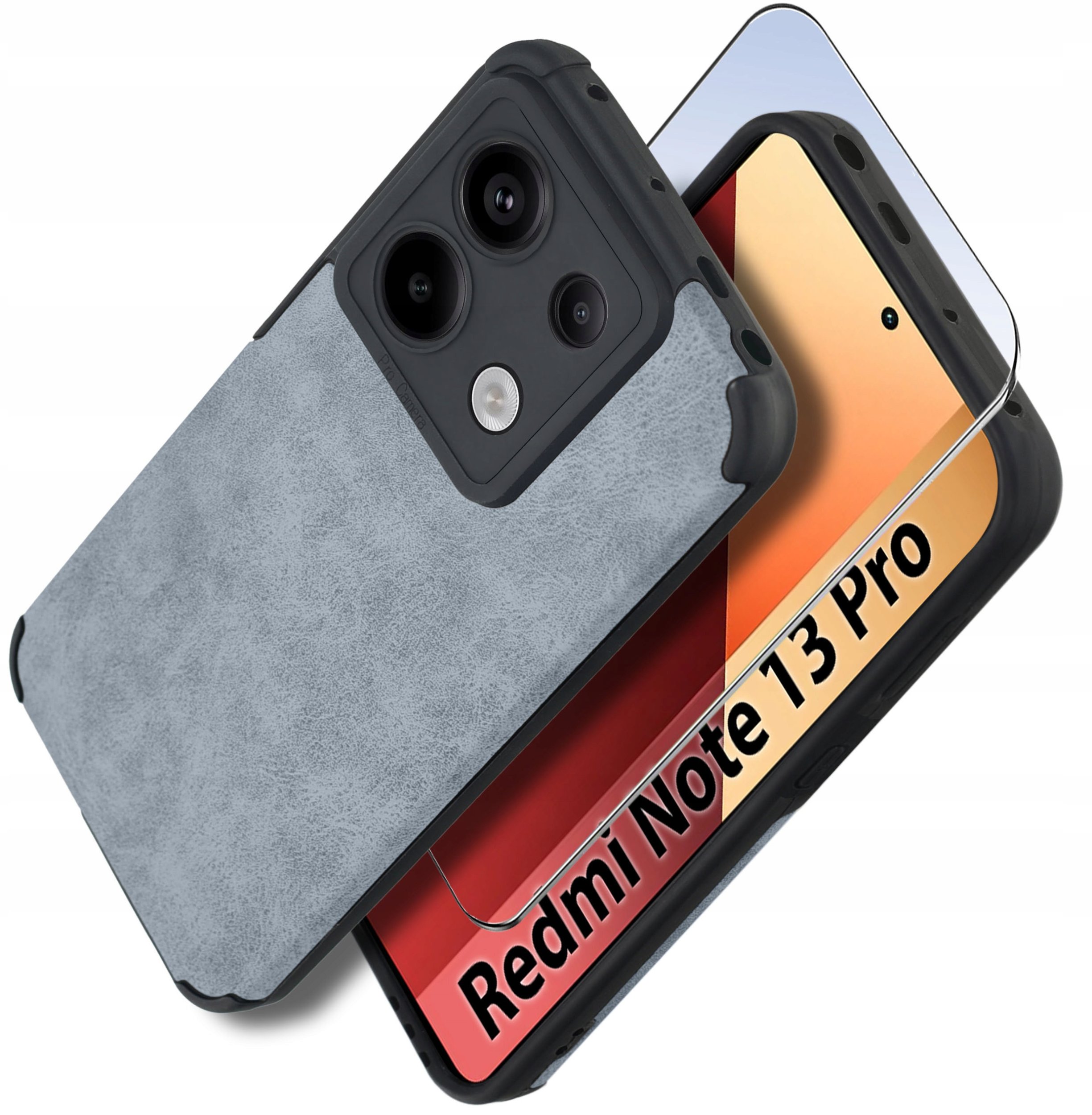 Etui do Xiaomi Redmi Note 13 Pro 4G silikonowe SKÓRZANE VINTAGE + Szkło 9H