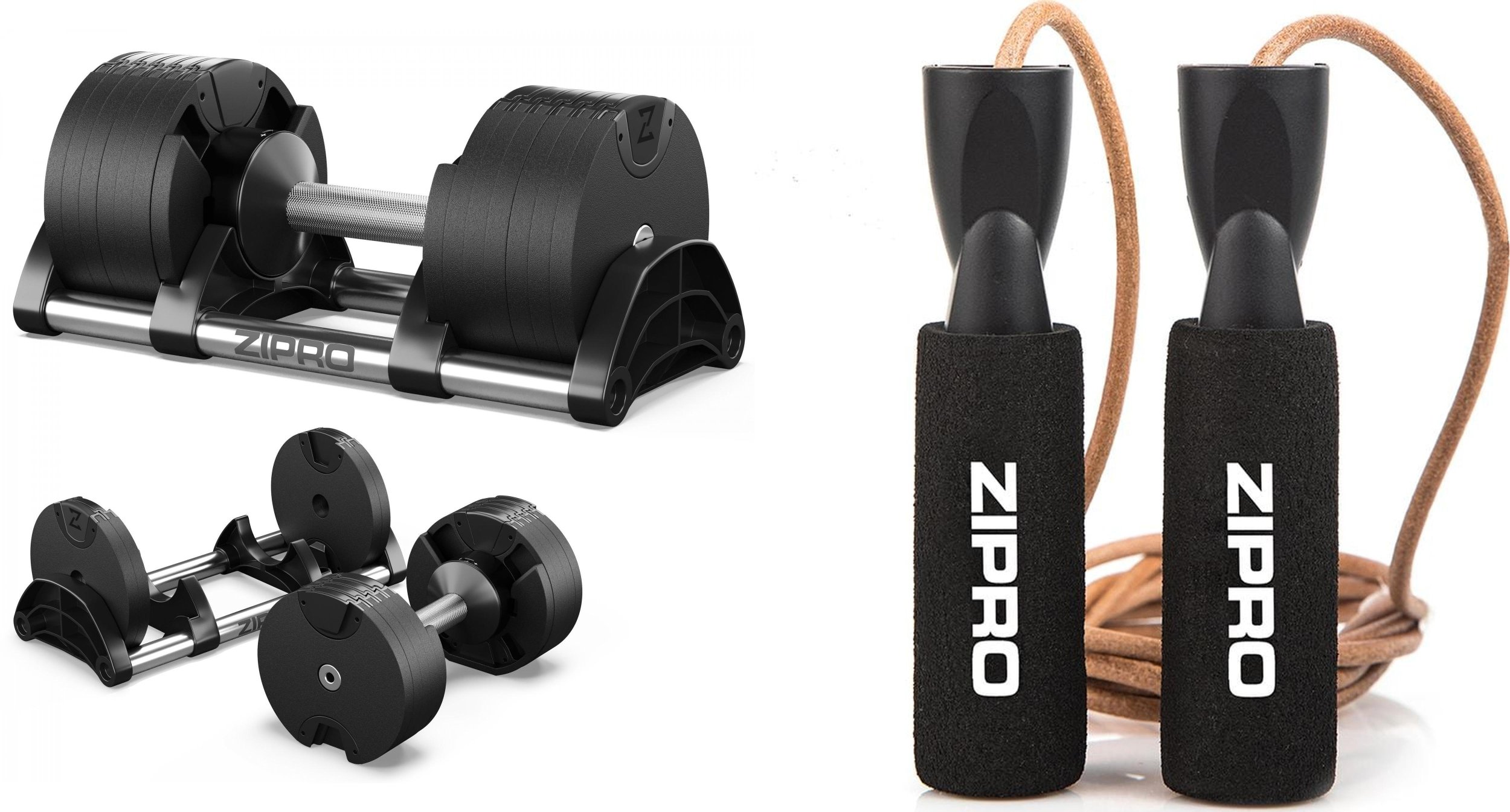 Zipro Hantla z regulowanym obciążeniem ROUND 24 kg + skakanka Zipro