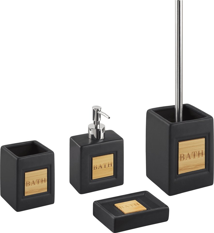 Beliani 4-częściowy zestaw akcesoriów łazienkowych szary KOUROU