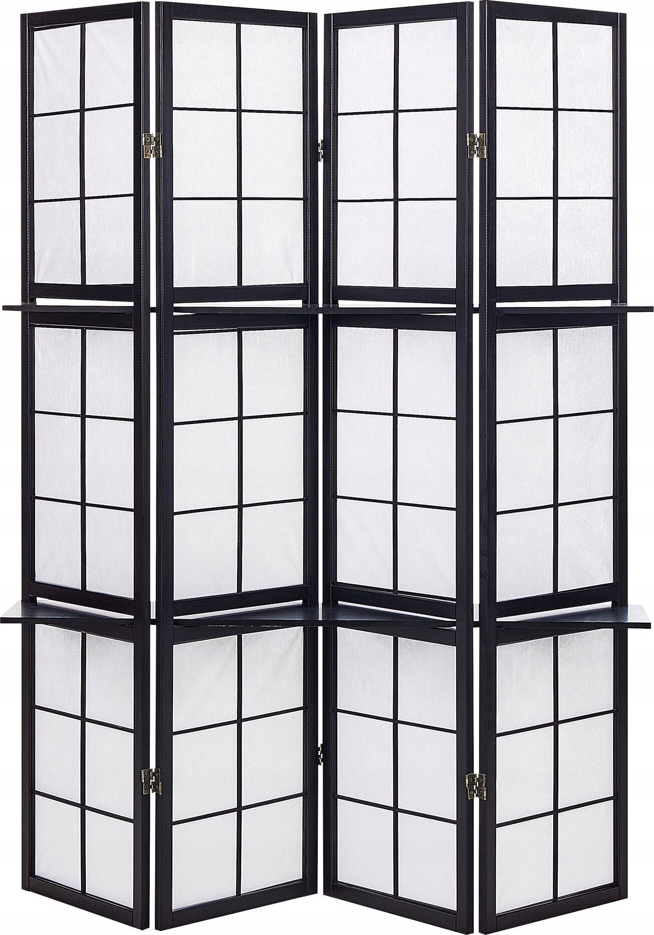 Beliani 4-panelowy składany parawan pokojowy drewniany 170 x 120 cm czarny GOMAGOI