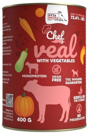 SYTA MICHA Chef cielęcina z warzywami mokra karma dla psa 400g