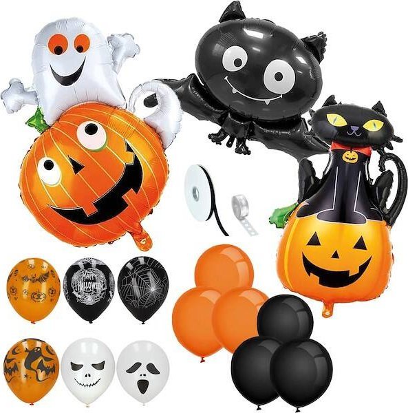 Springos Dekoracje na Halloween balony zestaw duch dynia czarny kot 14 el. UNIWERSALNY