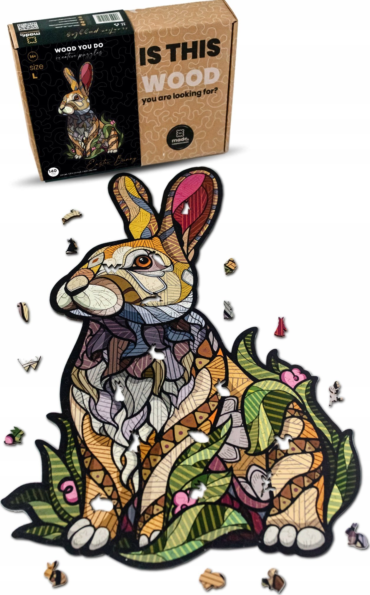 WOOD YOU DO Puzzle drewniane Wielkanocny królik | Easter Bunny | 418 elementów | XXL