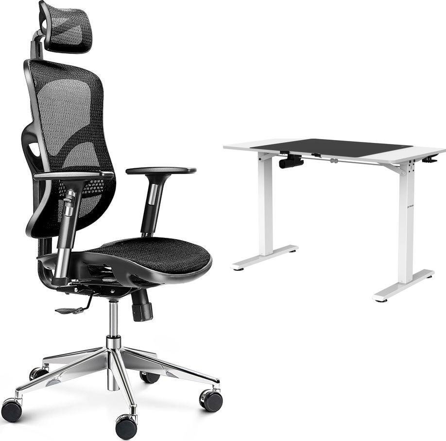 Krzesło biurowe Diablo Chairs V-Basic Czarne + EGON 1100 Białe 110 cmx60 cm