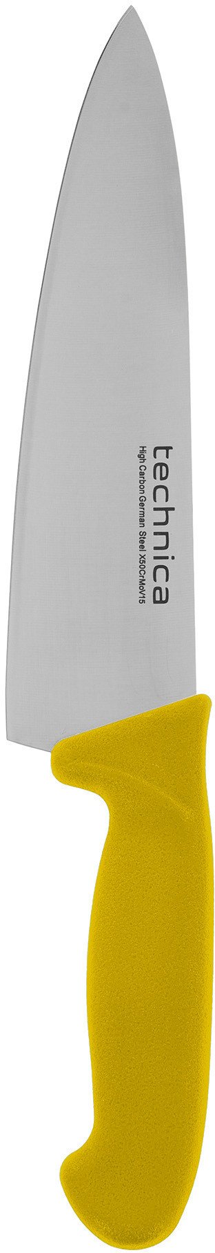Nóż kucharski HACCP 340 mm, ostrze szerokie, gładkie, spiczaste 205 mm, żółty | TECHNICA, Silver Line