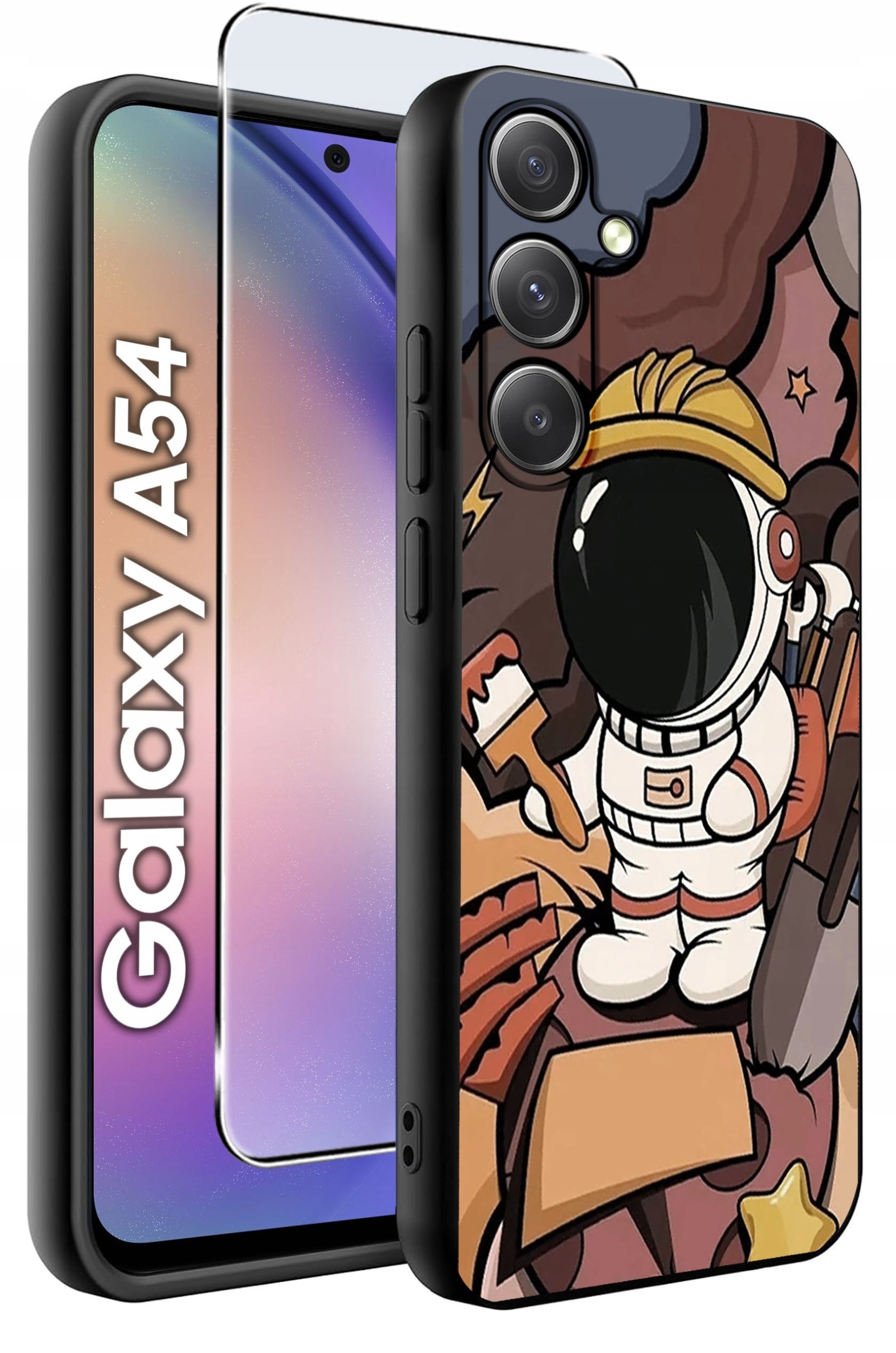 ETUI do Samsung A54 5G WZORY | SILIKONOWE MATT CASE + SZKŁO 9H