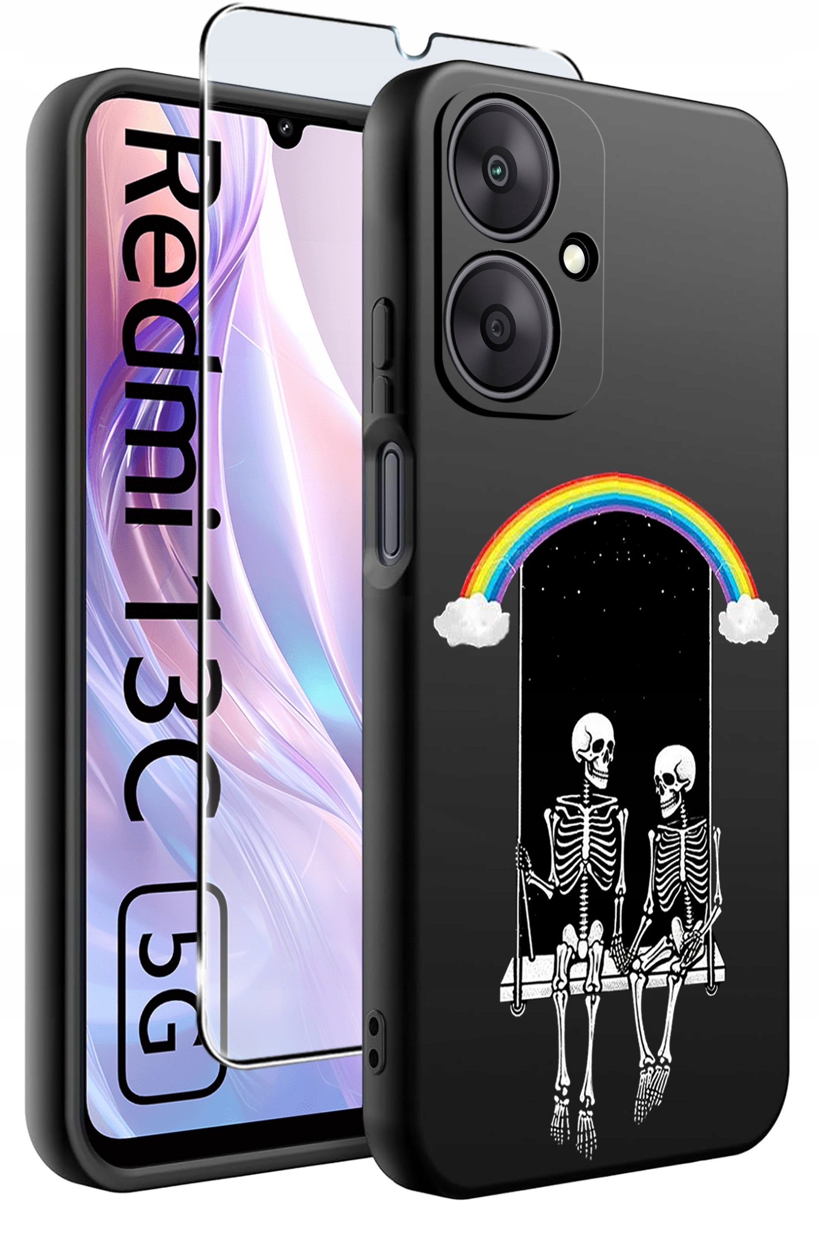 ETUI do Xiaomi Redmi 13C 5G WZORY |SILIKONOWE MATT CASE +SZKŁO HARTOWANE 9H