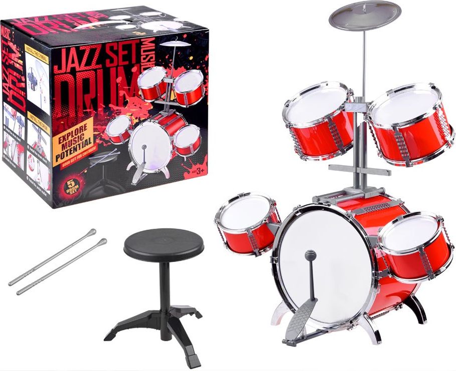 Jokomisiada Duża perkusja dla dzieci 5 bębnów talerz IN0141