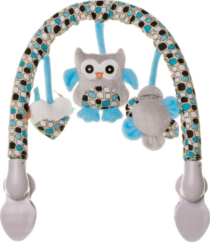 4Baby Play & Edu pałąk pluszowy sowa niebieska szara